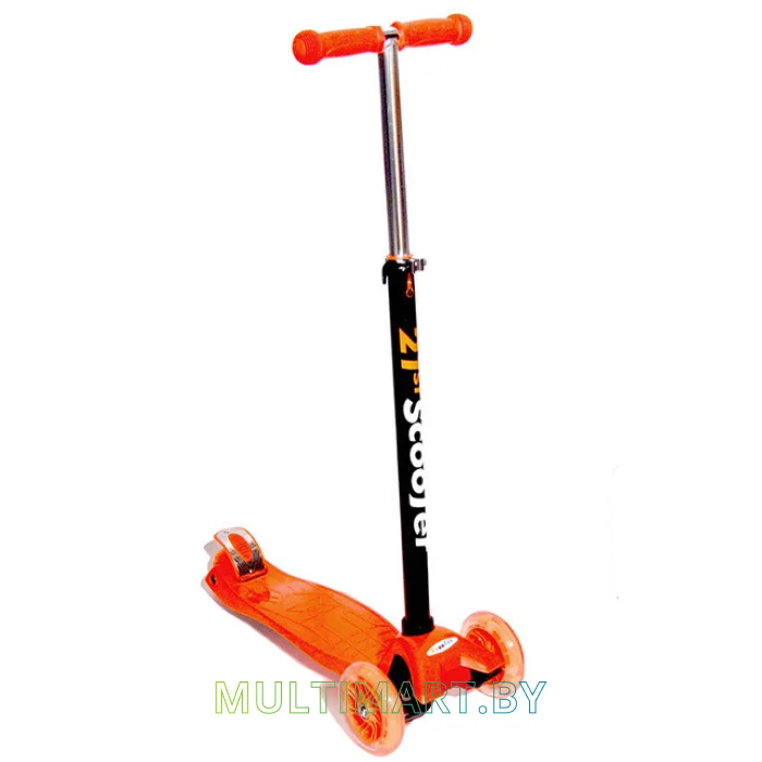 Самокат 21st Scooter Maxi ORG 036S оранжевый, прозрачные колёса
